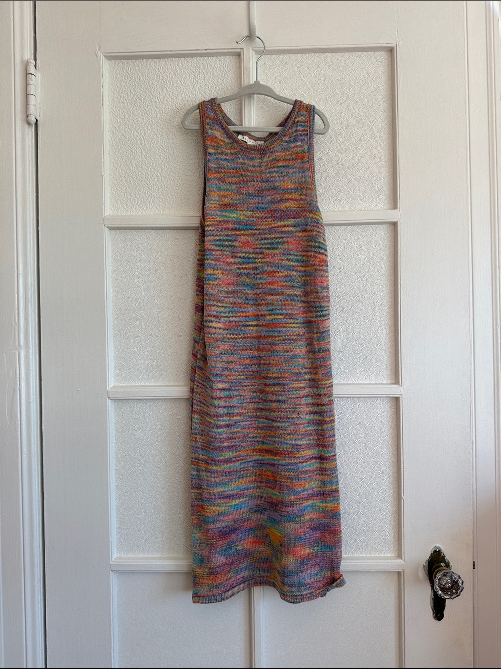 Multicolor Space Dye Knit Sleeveless Midi Dress